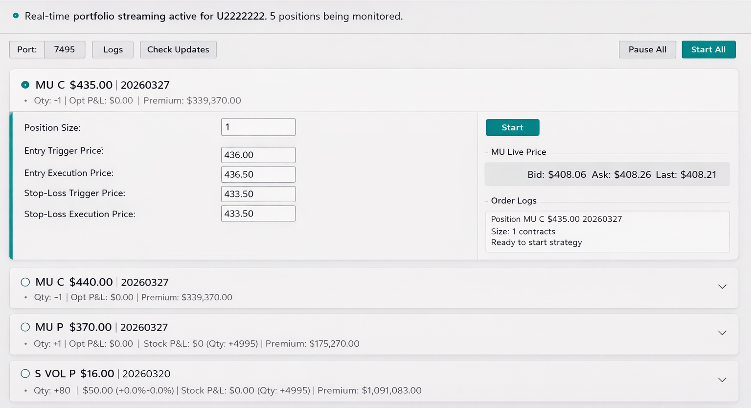 Option Defense platform interface